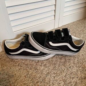 Vans Black and White Old Skool Velcro Sneakers